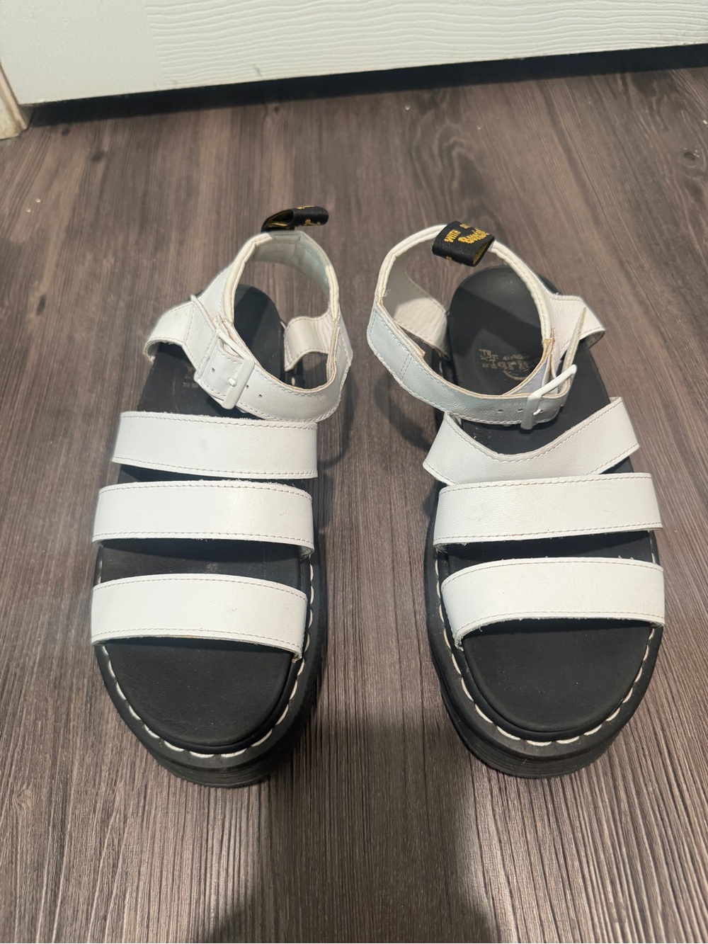Dr. Martens White Leather Strappy Platform Sandals - Picture 2 of 2
